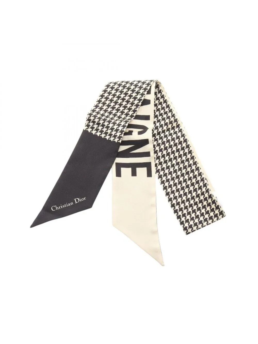 Dior Scarf Mitzah 30 Montaigne Houndstooth Ribbon Silk